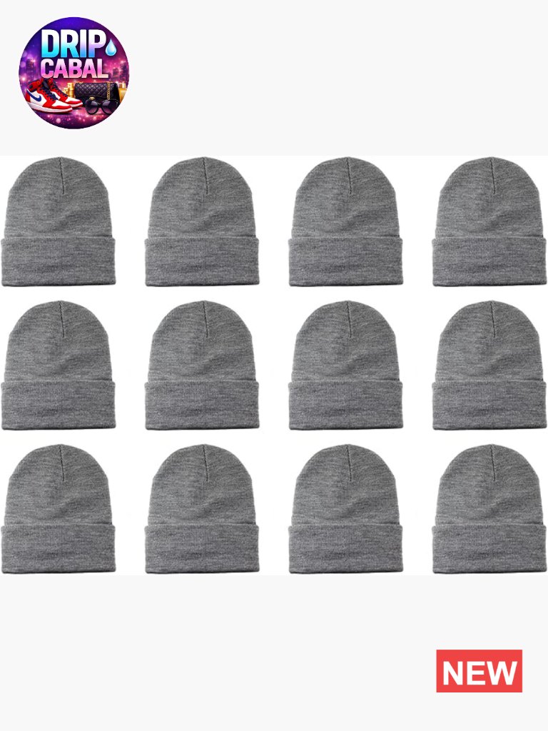Unisex Beanie Cap Knitted Warm Solid Color Multi-Pack Acrylic